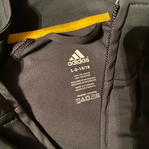 Grey & Yellow ADIDAS zip up. Size LARGE IN YOUTH - Picture 4 of 4
